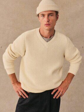 Octobre Ivory V Neck Sweater in Large